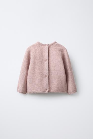 KNIT SWEATER WITH LEAF EMBROIDERY - Light pink by Zara - Image 1
