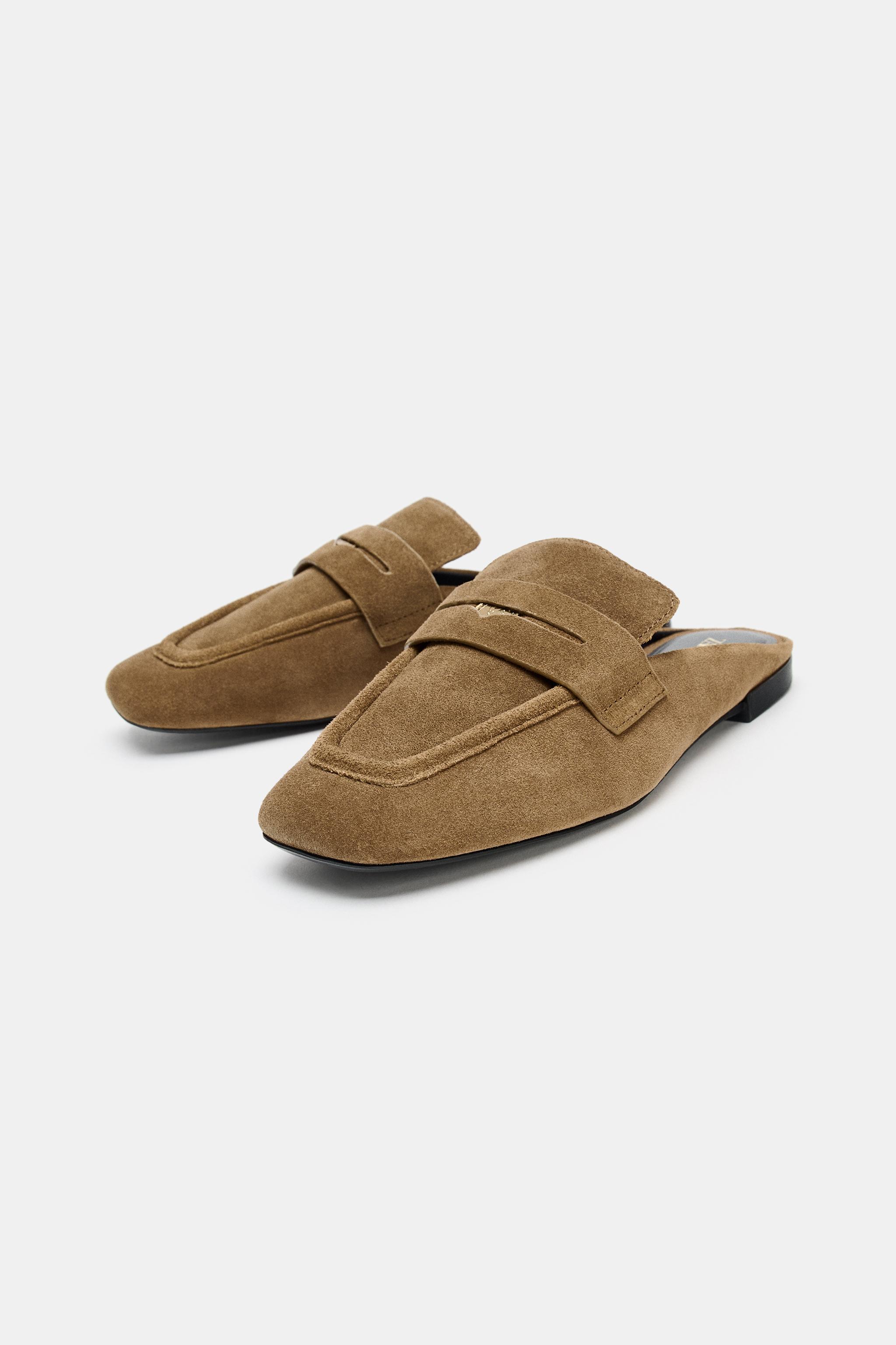 SPLIT SUEDE MULE LOAFERS