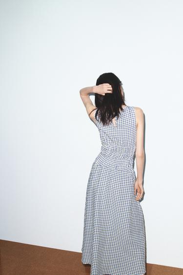 GINGHAM CHECK MIDI DRESS - Blue/White by Zara - Image 3