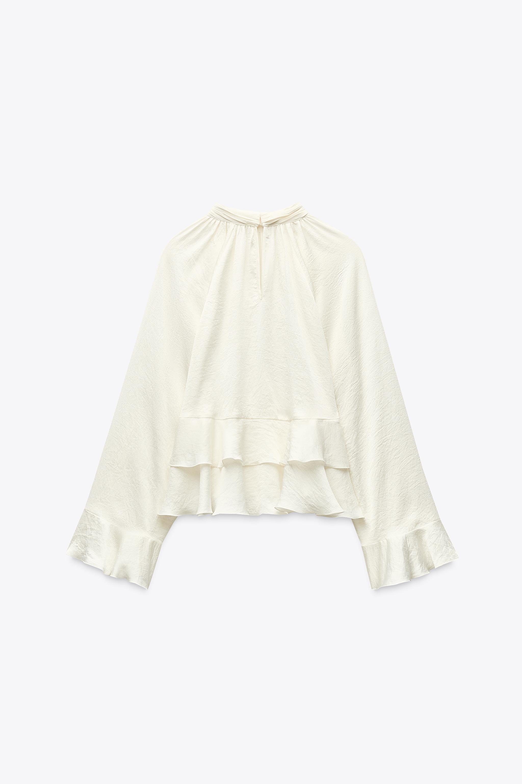 RUFFLED BLOUSE - Ecru | ZARA Canada