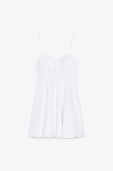 КОРОТКА СУКНЯ З МЕРЕЖИВНОЮ ОКАНТОВКОЮ - Білий Zara