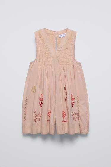MONO CORTO BORDADOS - Naranja de Zara - Imagen 0