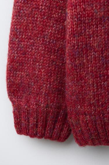 PLAIN WOOL KNIT SWEATER - BURGANDY MARS by Zara - Image 3