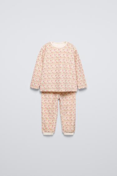 Zara 2-6 YEARS/ FLORAL VELOUR PAJAMAS - Pink