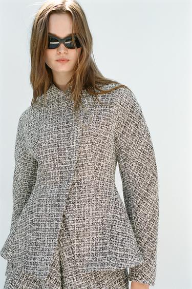 CHAQUETA CRUZADA ESTRUCTURA ZW COLLECTION - Blanco / Negro de Zara
