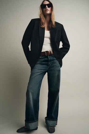 LIMITED EDITION ZW COLLECTION STRIPED WOOL BLEND BLAZER - Black by Zara
