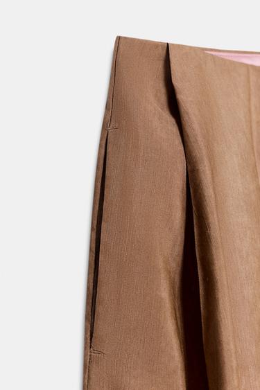 PANTALON BALLON MÉLANGE LIN ZW COLLECTION - Rose délavé de Zara - Image 4