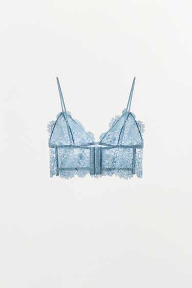 BRALETTE TRIANGULAIRE EN DENTELLE - Bleu clair de Zara - Image 4
