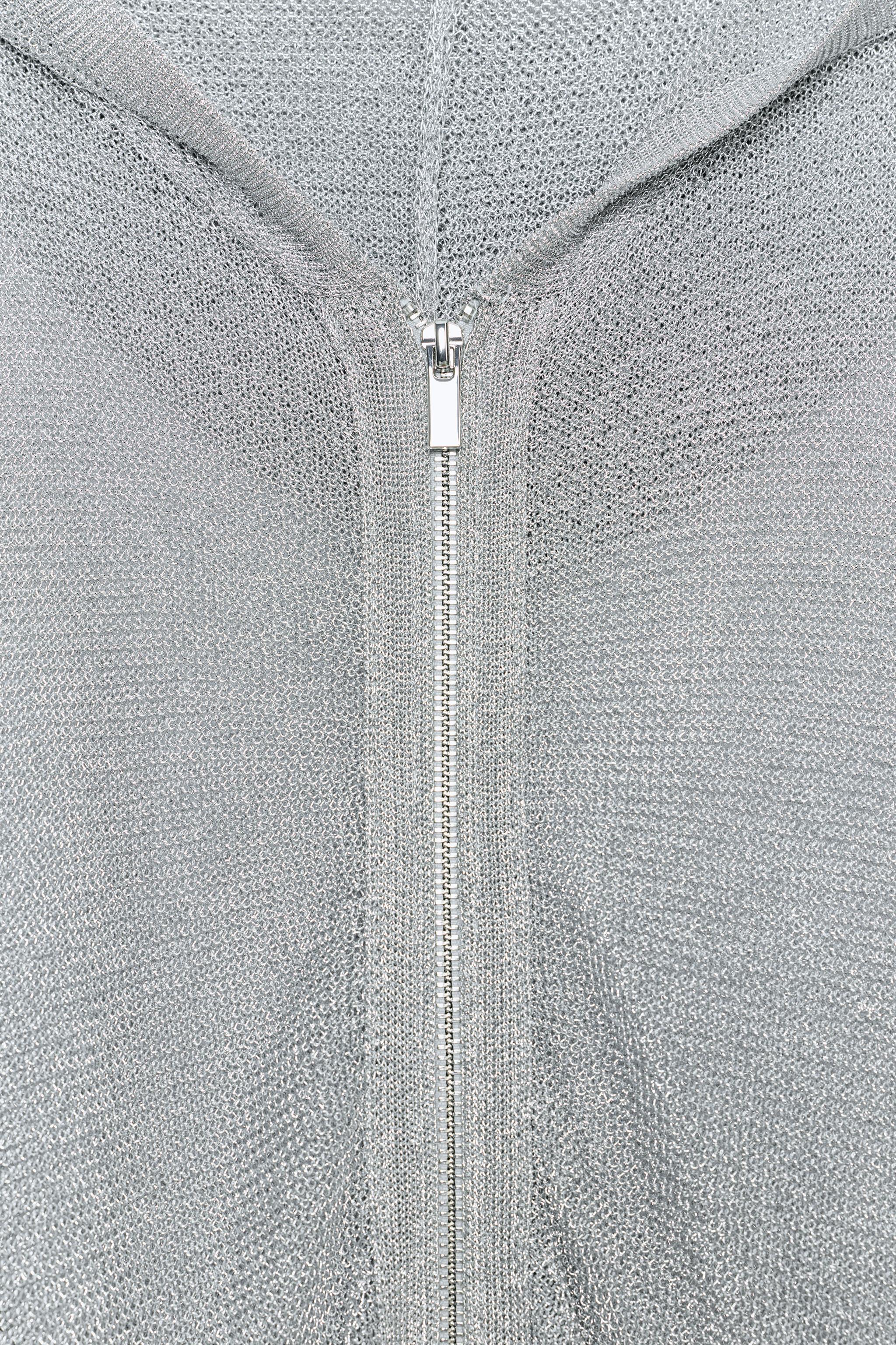 METALLIC YARN HOODIE
