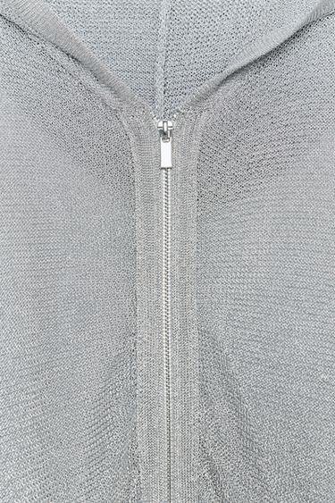 SWEAT À CAPUCHE EN FIL MÉTALLISÉ - Argent de Zara - Image 3