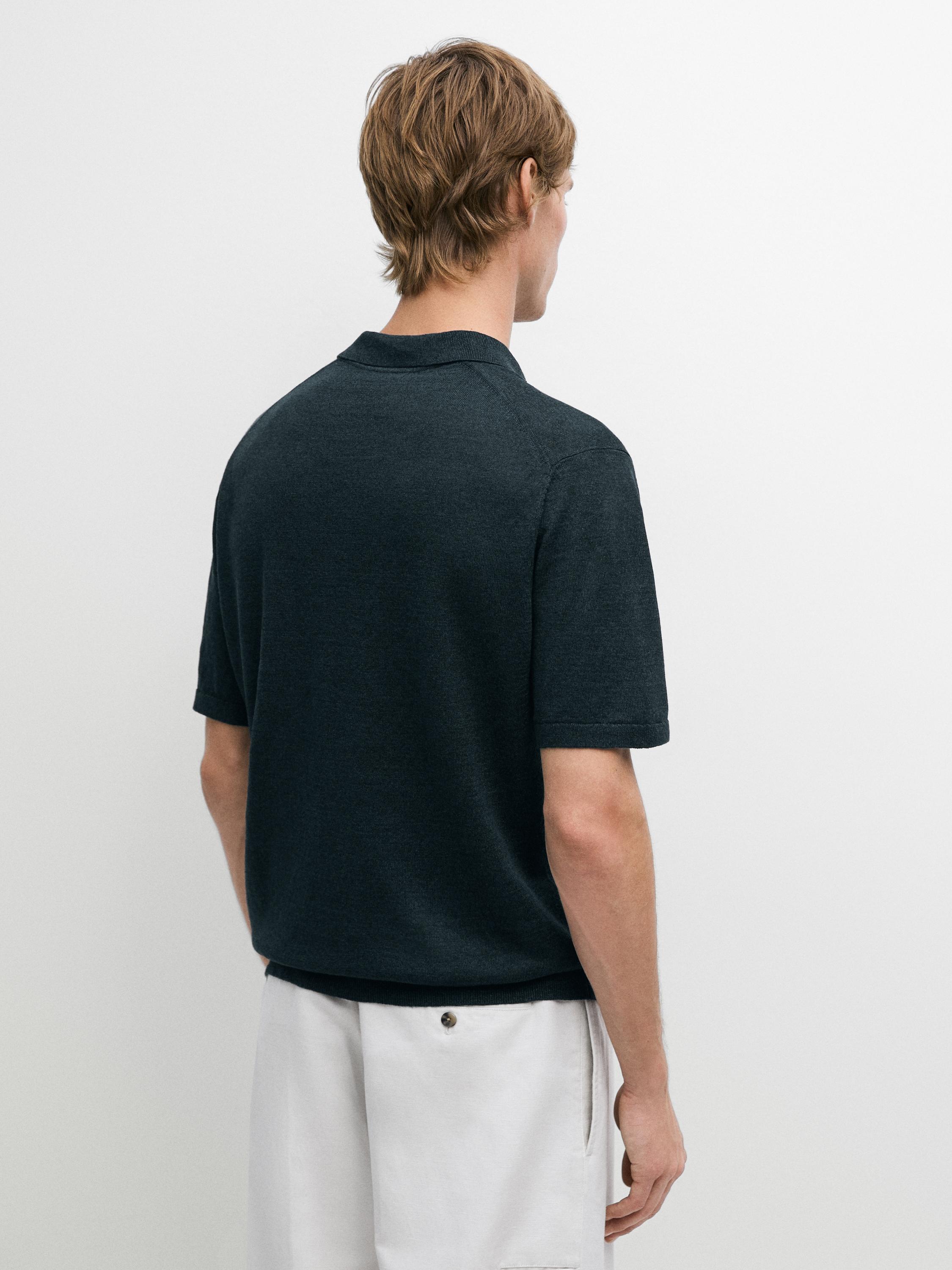 Pull polo en lin à col V