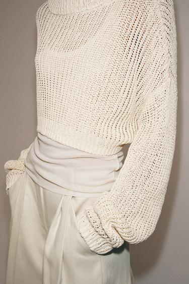 CROPPED HIGH-NECK JUMPER - Light ecru by Zara - Image 3