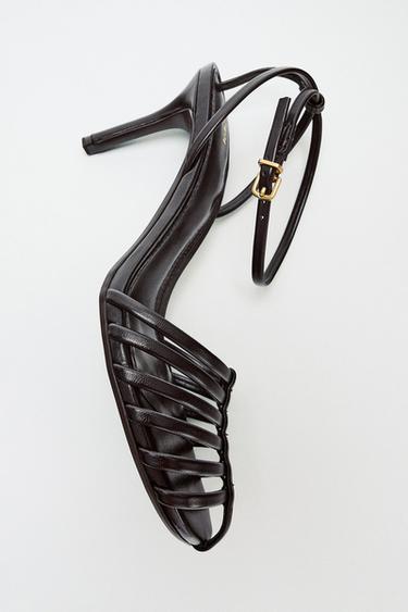 Zara 細帶高跟涼鞋 - 巧克力棕色