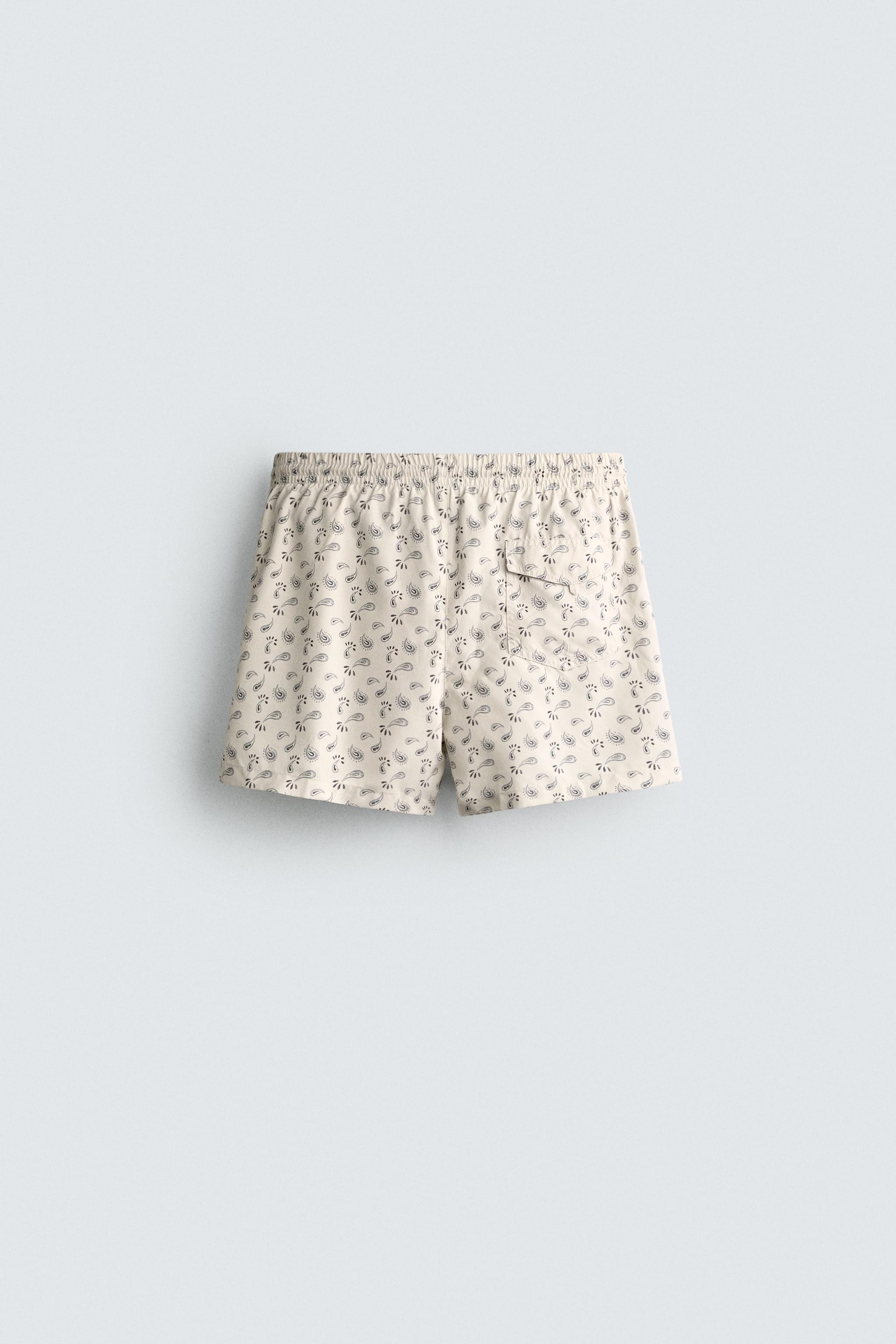 PAISLEY PRINT MID-LENGTH SWIM SHORTS - Ecru | ZARA United States