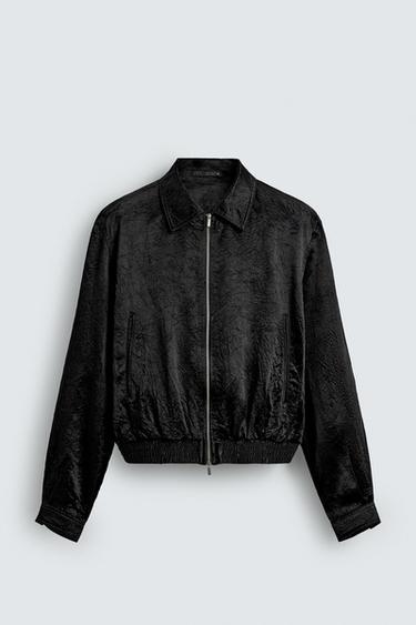 SHOULDER PAD BOMBER JACKET - Black by Zara
