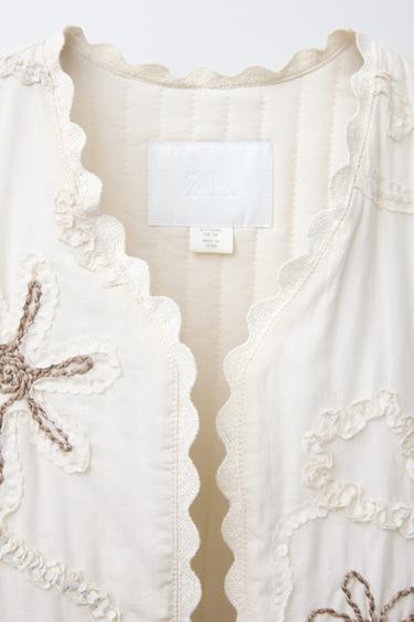 EMBROIDERED FLORAL WAISTCOAT - Ecru by Zara - Image 2