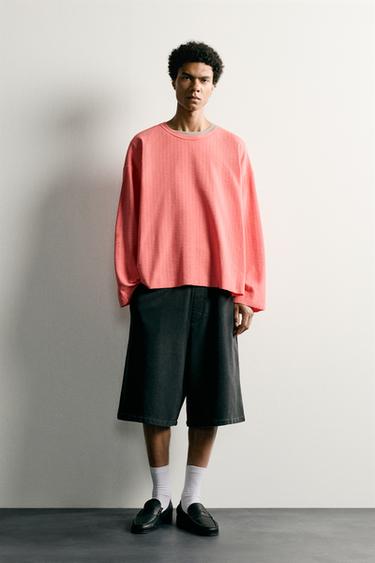 CAMISETA RELAXED FIT MANGA LARGA - Coral de Zara - Imagen 0
