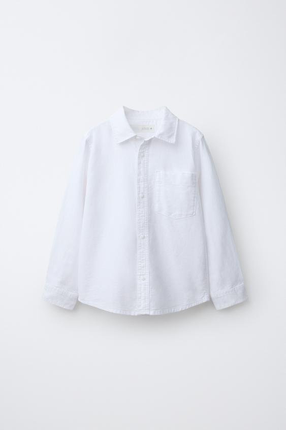 CAMISA BOLSILLO OXFORD - Blanco de Zara - Imagen 0