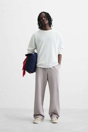 Zara RELAXED FIT PANTS WITH CONTRASTING STRIPES - Gray - Image 0