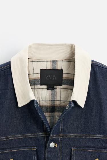 DENIM JACKET WITH CONTRAST COLLAR - Blue by Zara - Image 9