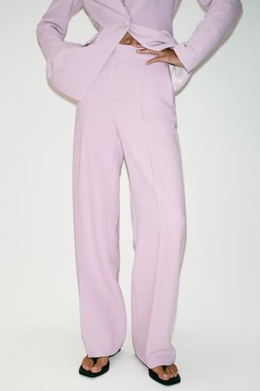 HIGH-WAIST STRAIGHT-LEG TROUSERS - Lilac by Zara
