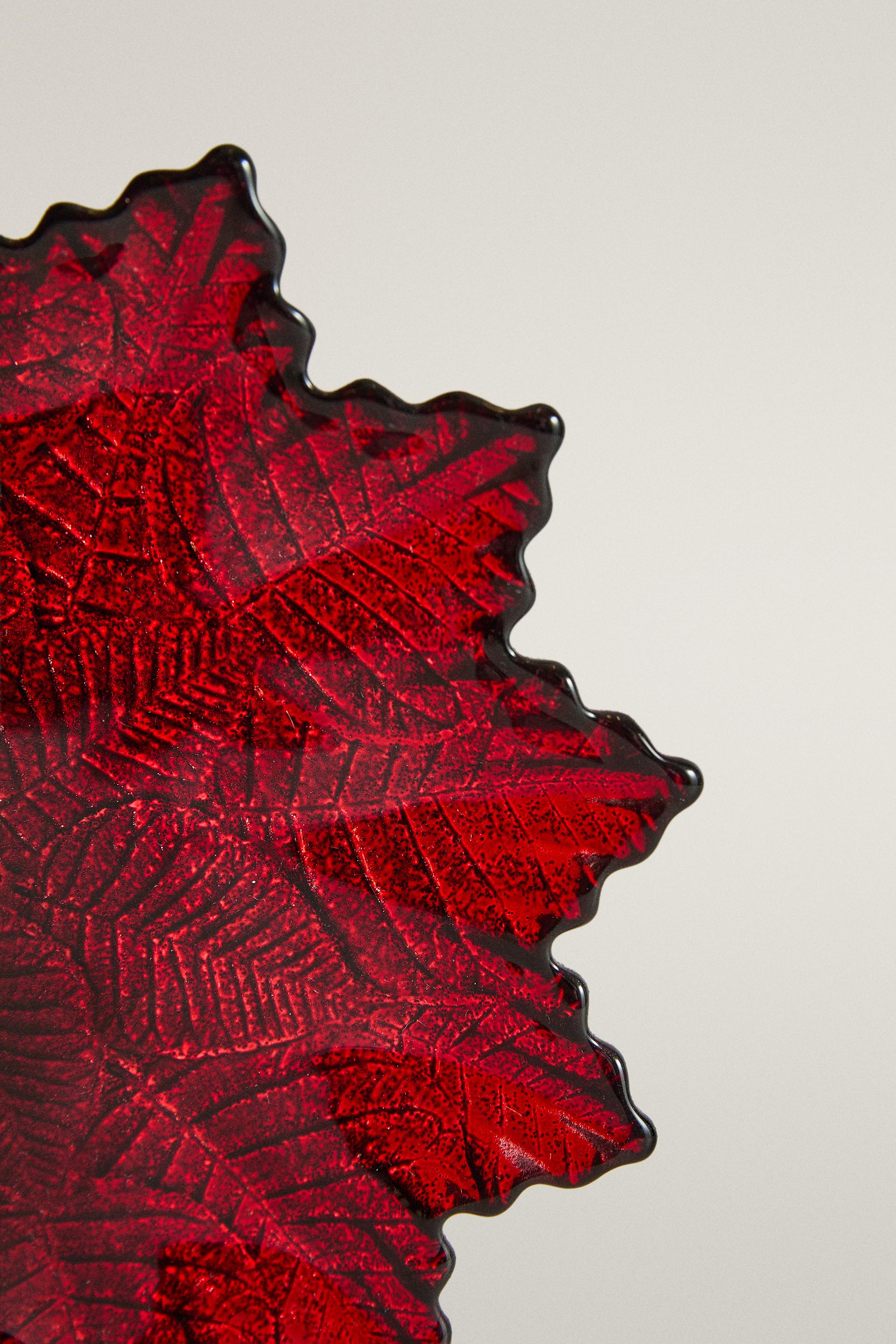 CHRISTMAS FLORAL GLASS DESSERT PLATE