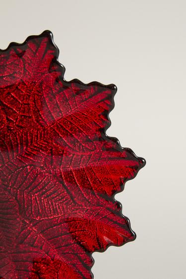 CHRISTMAS FLORAL GLASS DESSERT PLATE — Red 2