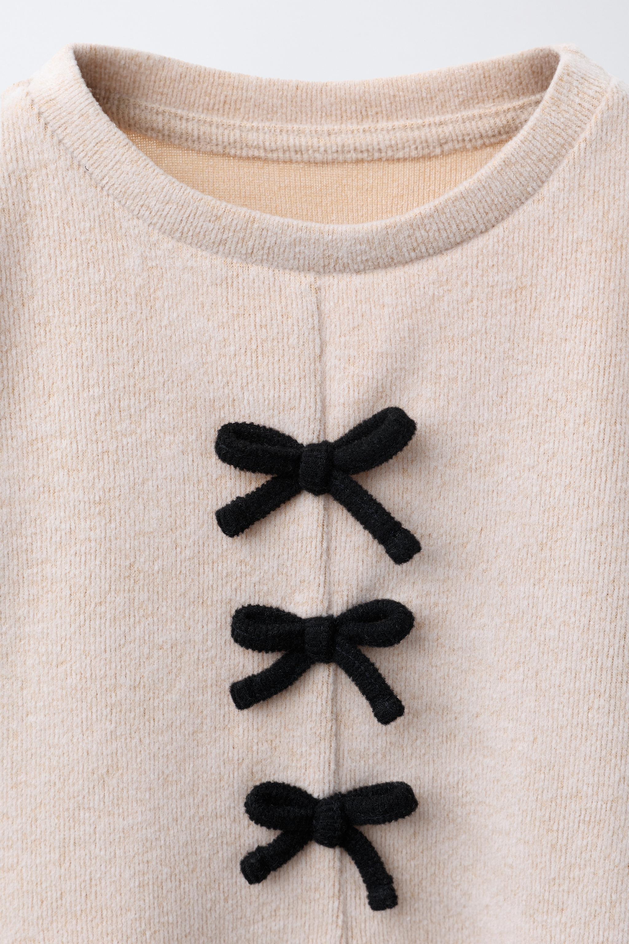 SOFT TOUCH T-SHIRT WITH CONTRASTING BOWS