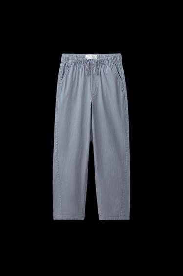 Zara STRAIGHT POPLIN PANTS - Faded blue - Image 0