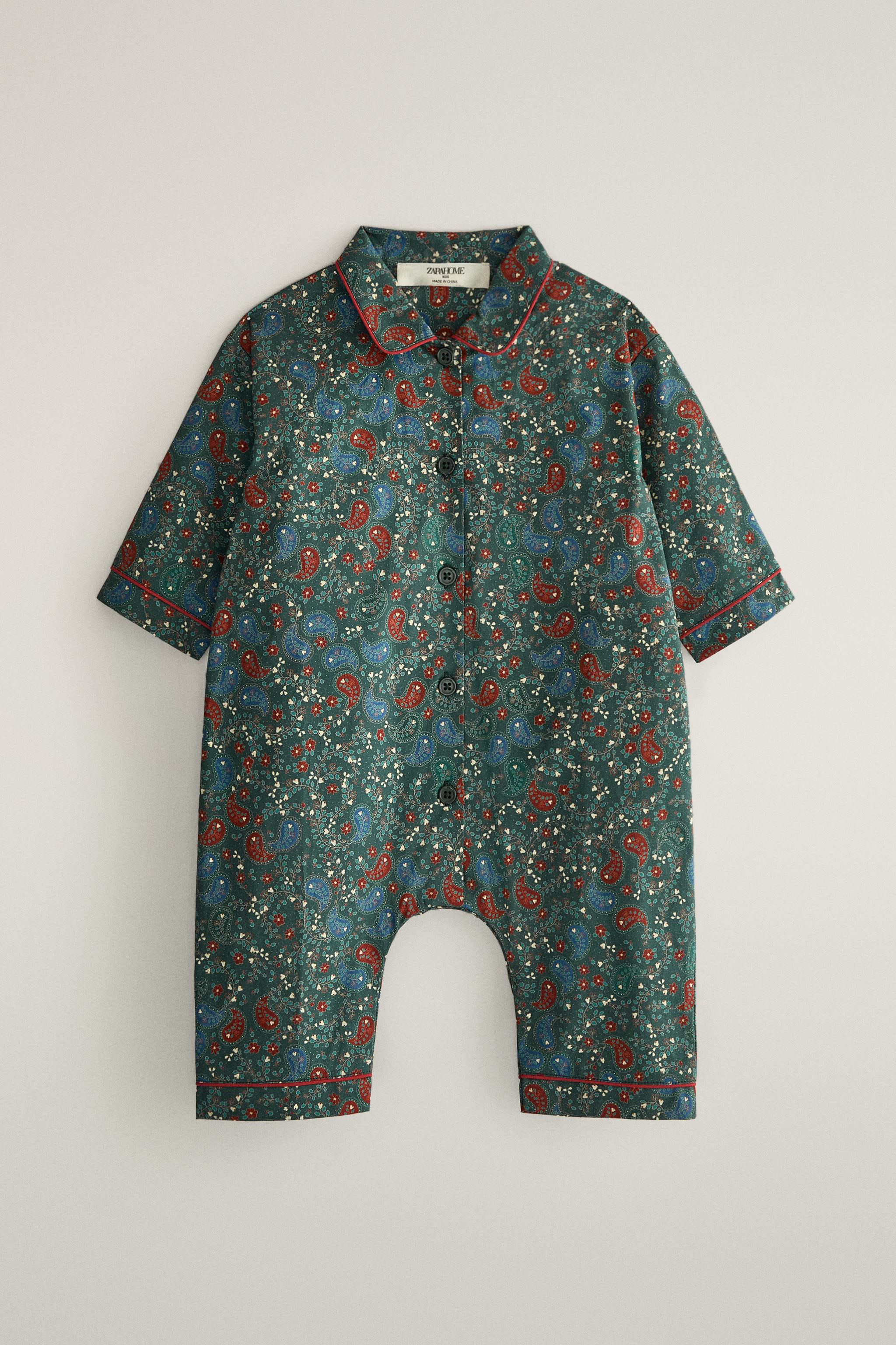 BABY COTTON PAISLEY CHRISTMAS FOOTED ROMPER