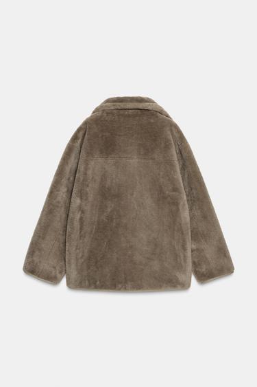 Zaras VÄNDBAR KAPPA MED FUSKPÄLSFODER - Gråprickig