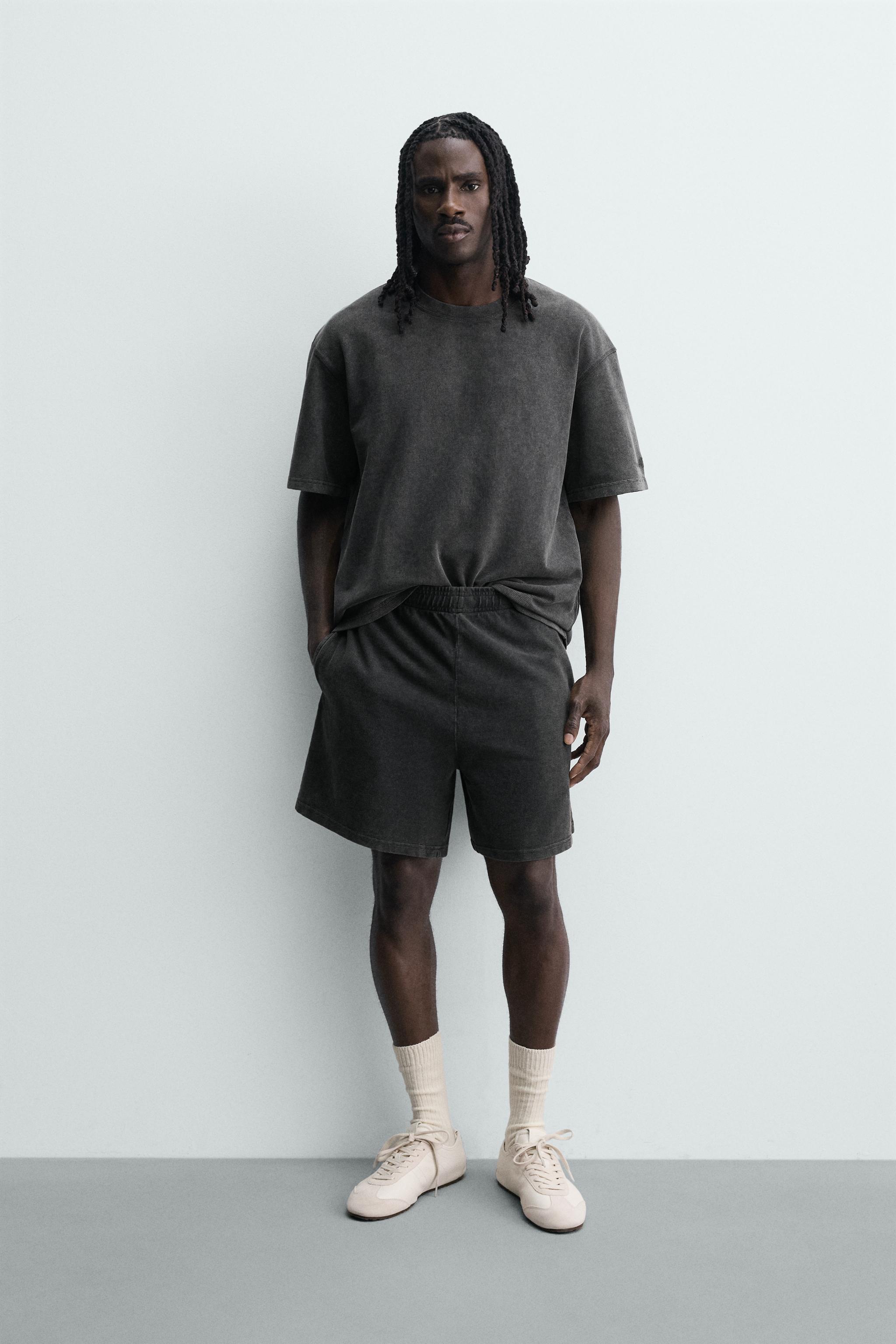 Мужские шорты Zara WASHED WAFFLE TEXTURE SWEATSHORTS