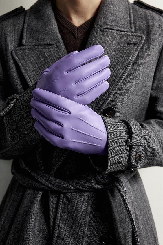 KOŽENÉ RUKAVICE - Purpurová od Zara - Obrázek 0
