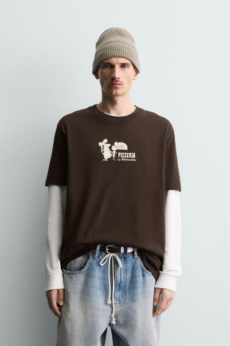 ZARA PIZZERIA LA MONTECARLO PRINT T-SHIRT