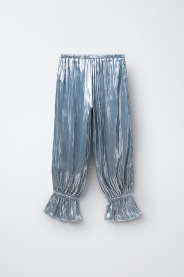 PANTALON MÉTALLISÉ TEXTURÉ - Argent de Zara - Image 1