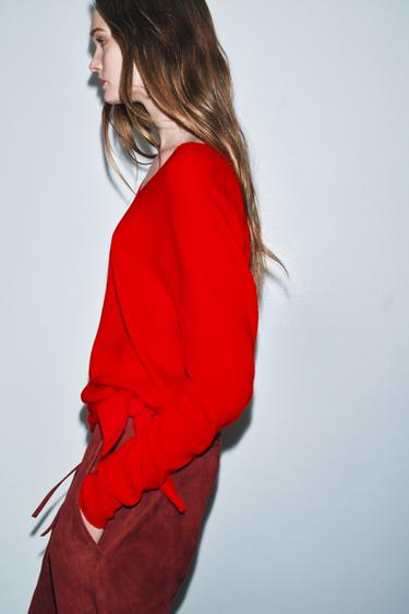 100% EXTRA-SOFT WOOL V-NECK JUMPER - Red by Zara - Image 5