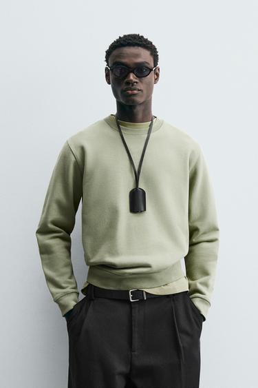 Zara CREWNECK SWEATSHIRT LIMITED EDITION - Olive green