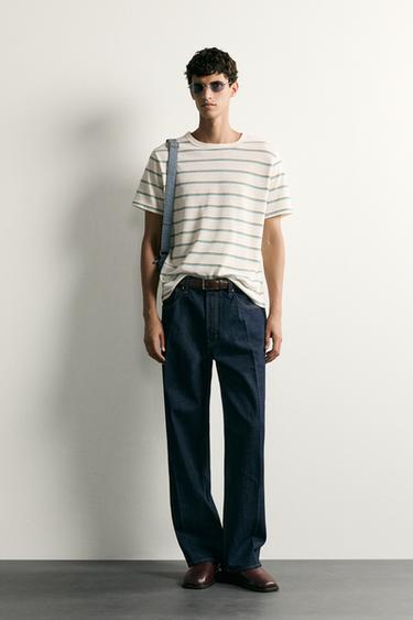 CAMISETA REGULAR FIT RAYAS - Raya verde de Zara - Imagen 0
