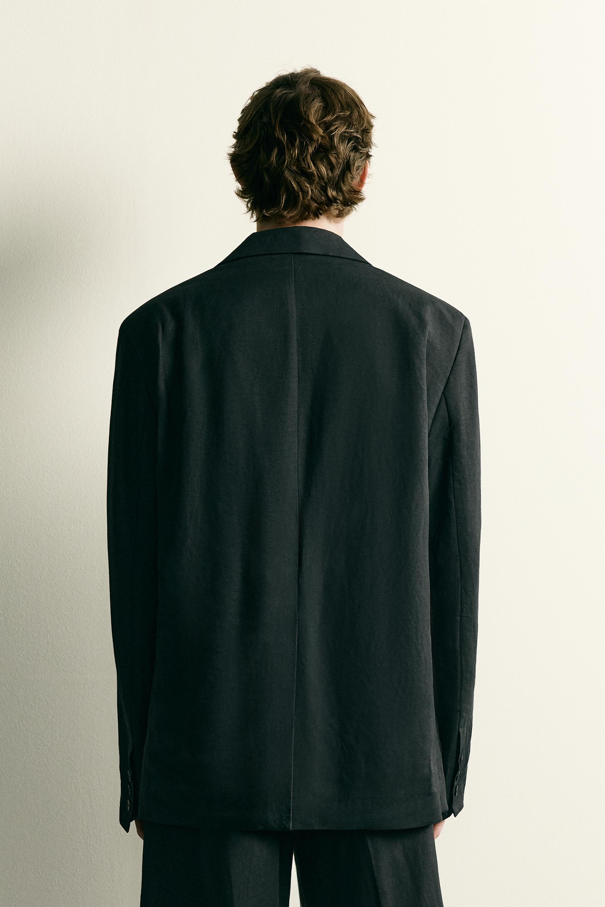 ZARA テクスチャー スーツ ブレザー + スラックス パンツ ブラック黒M テクスチャー素材スーツブレザー - ブラック | ZARA Japan / 日本