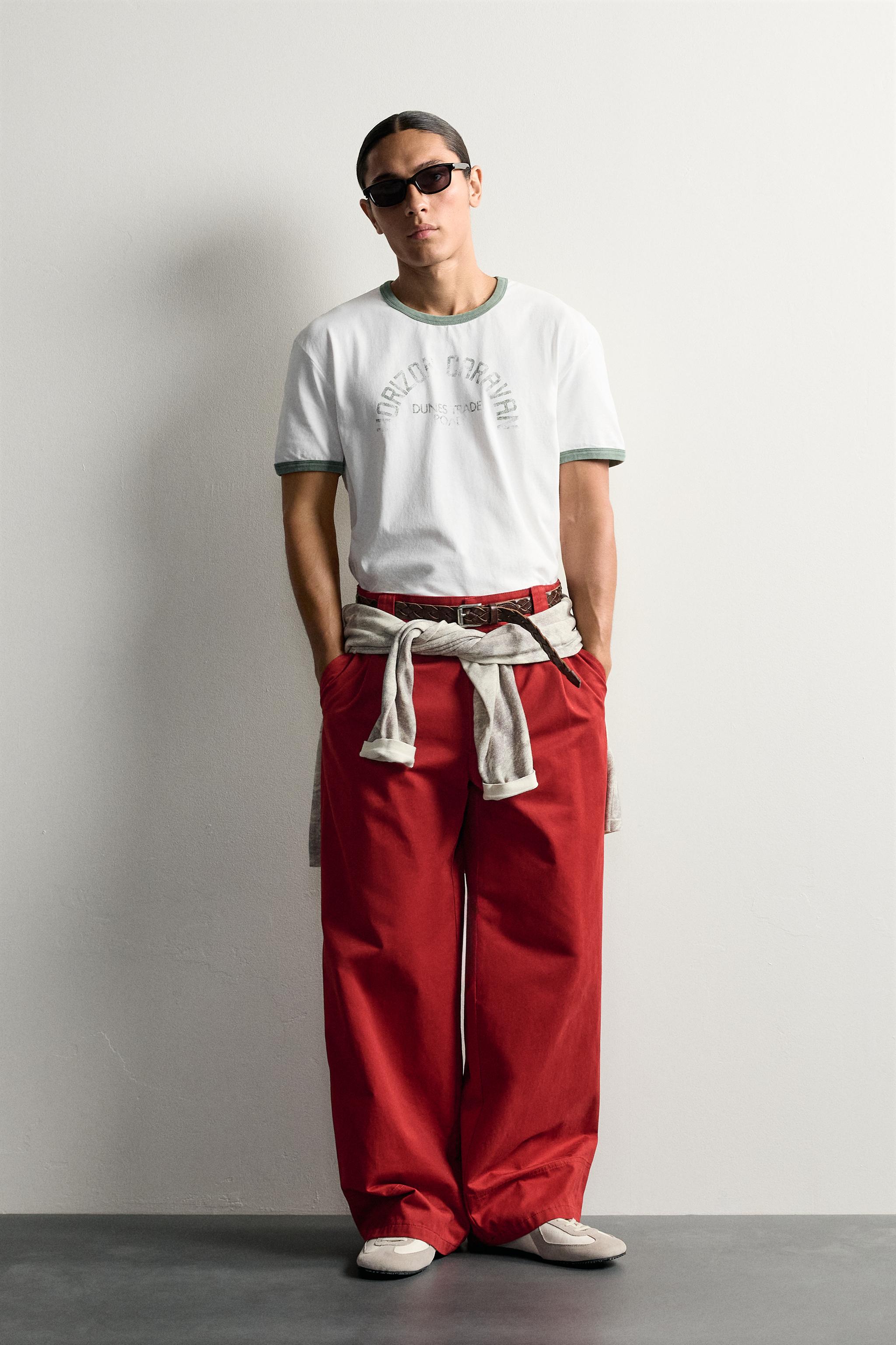 RINGER CONTRAST RIB TEXT T-SHIRT
