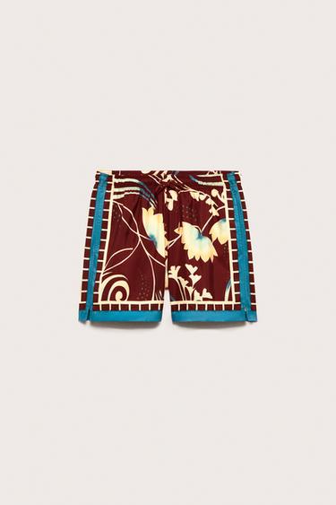 Zara LIMITED EDITION MIXED PRINT FLOWY SHORTS - Printed