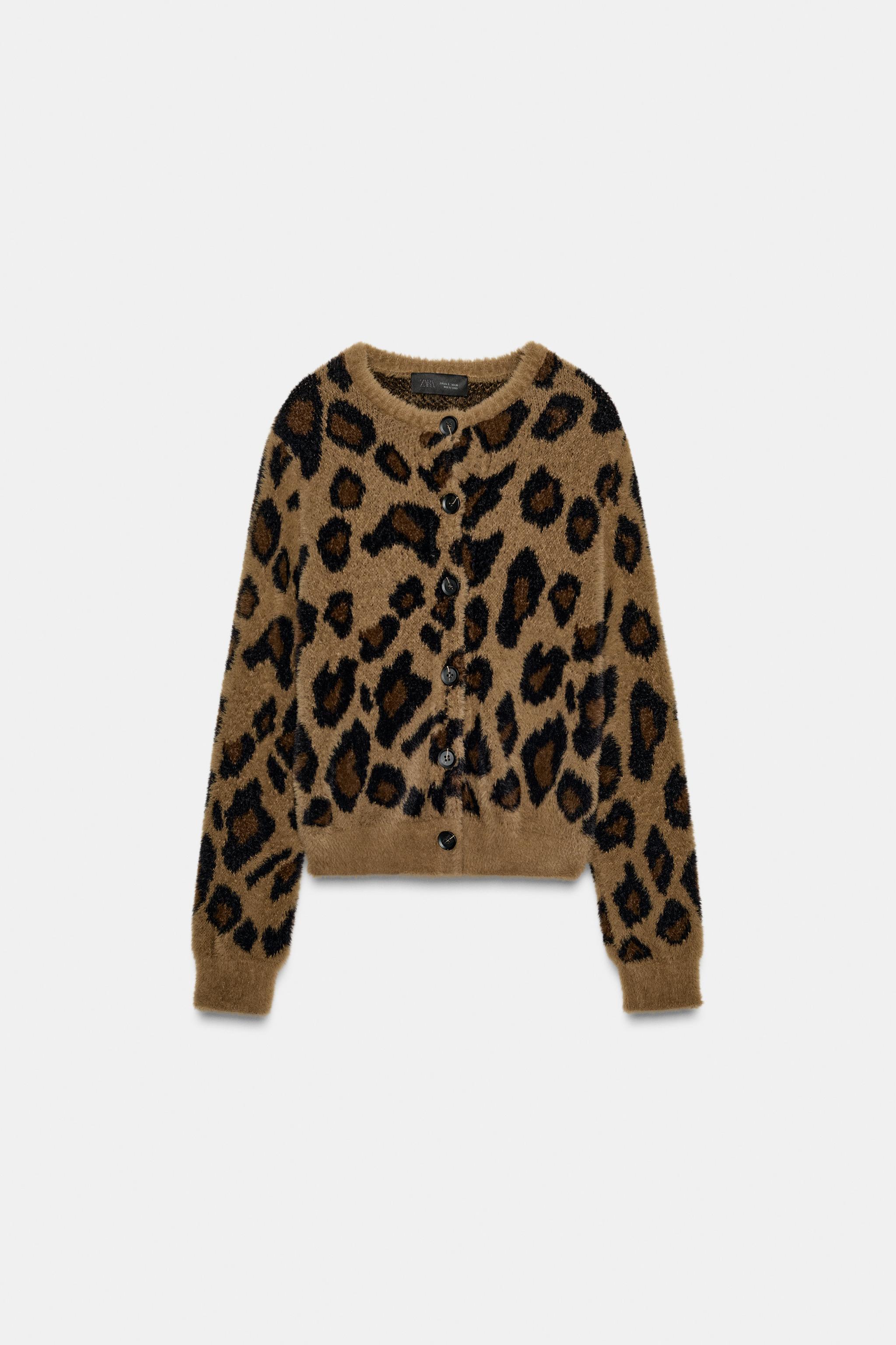 ANIMAL JACQUARD KNIT CARDIGAN - Leopard | ZARA United States