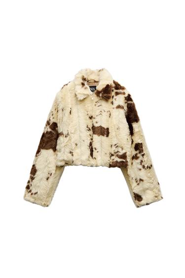ANIMAL PRINT FAUX FUR JACKET