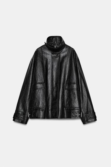 OVERSIZE LEATHER EFFECT JACKET ZW COLLECTION - Black by Zara