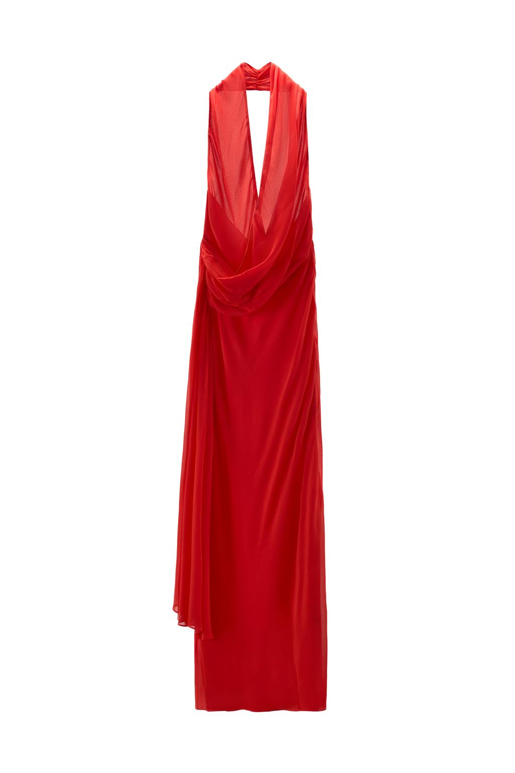 HALTER DRESS 100% VISCOSE FLOWY NECKLINE - image 3