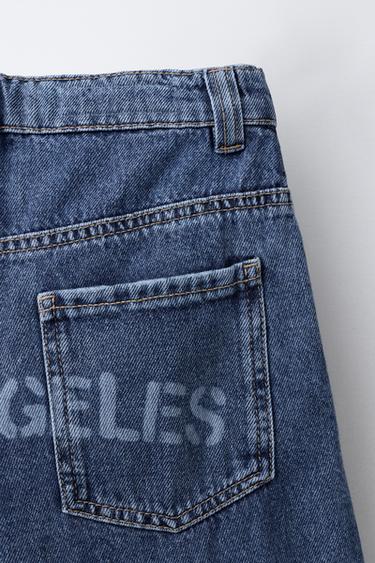 SLOGAN STRAIGHT JEANS - Mid-blue by Zara - Image 3