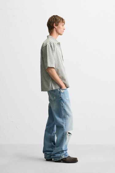 BOXY FIT CHECK SHIRT - Blue by Zara - Image 3