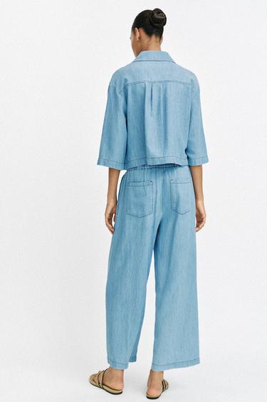 BLOUSE FLUIDE COL EN V - Bleu de Zara - Image 2