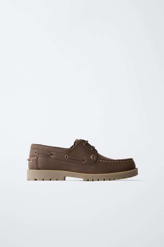 STORIESZ - LEATHER DECK SHOES - Brown by Zara - Image 0