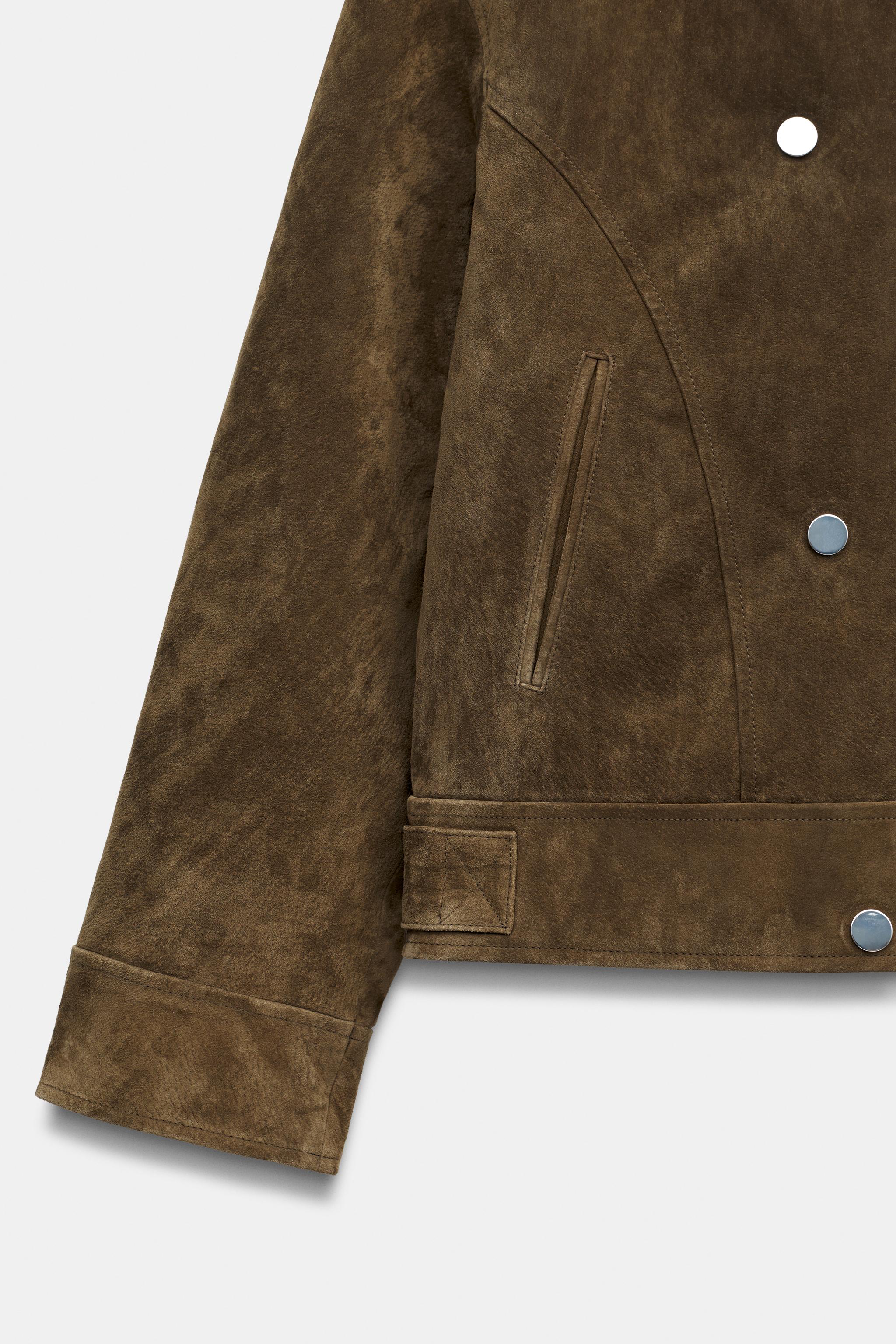 100% LEATHER PADDED JACKET WITH FAUX FUR COLLAR